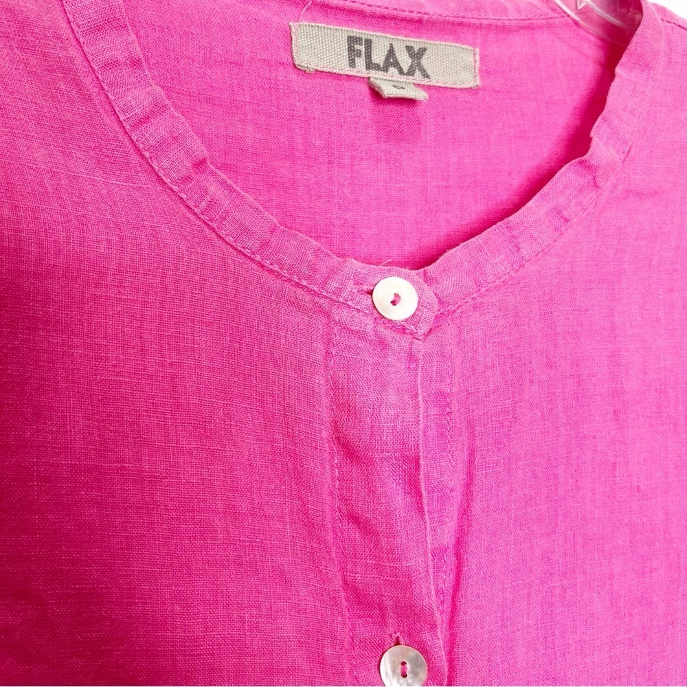Flax 100% Linen Button Up Shell Button Top Lagenl… - image 4